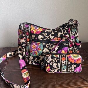 Vera Bradley On The Go Crossbody + Zip Wristlet Bundle Suzani Retired EUC